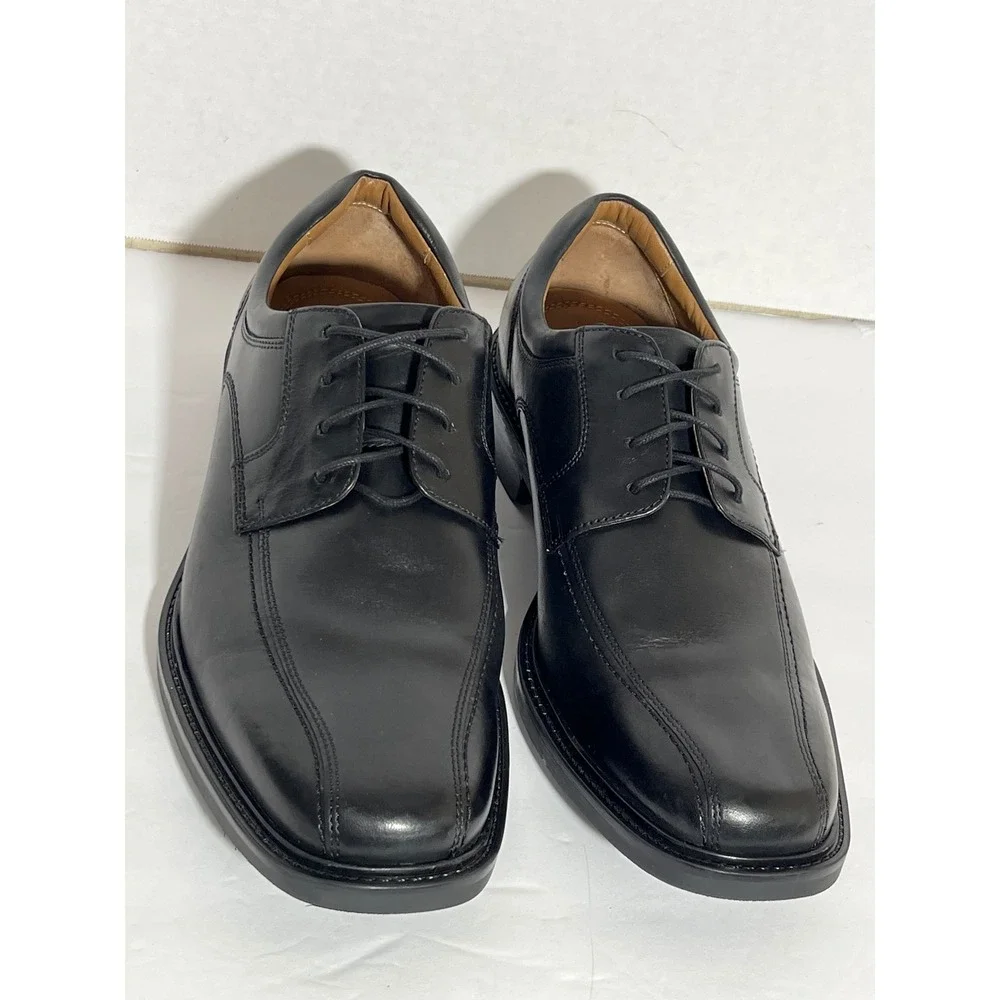 Johnston & Murphy Mens Black Leather Bicycle Toe Oxford Dress Shoes 20-4865 11M‎